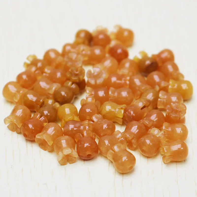 Fubaoying натуральный апельсиновый авантюрин резной цветок бусина 15 шт. 9x10 мм Серьги