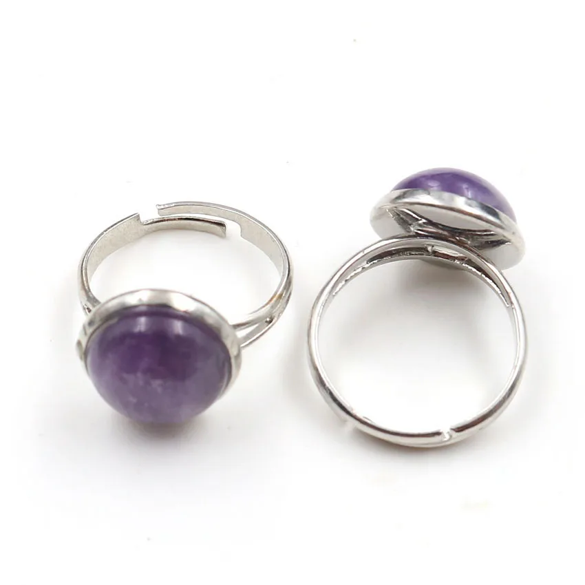 Уникальное серебряное кольцо с природным фиолетовым аметистом и кабошоном, регулируемое по размеру, модные ювелирные украшения.