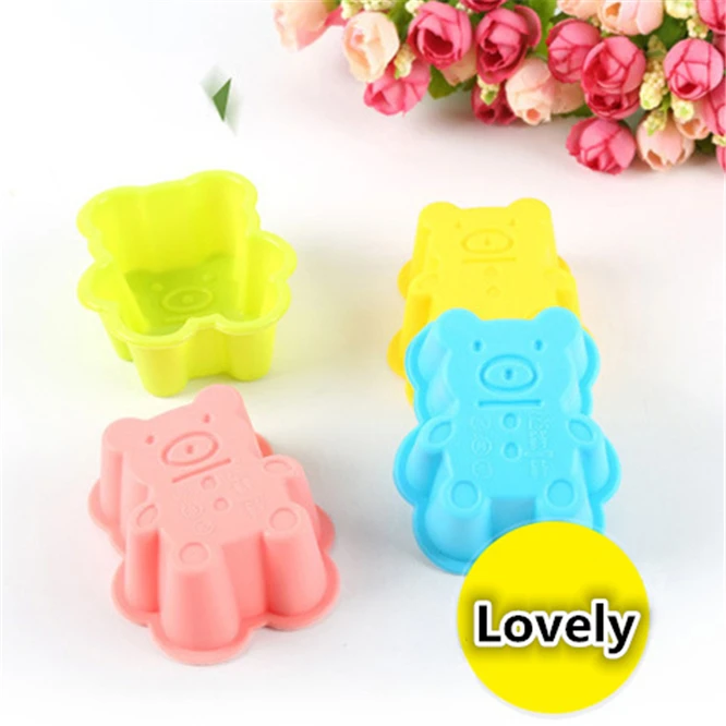 

100pcs wholesale Bear shape Silicone Fondant Cake Mould Candy Chocolate Soap Handmade DIY Baking Mold Cake Decorating Tools
