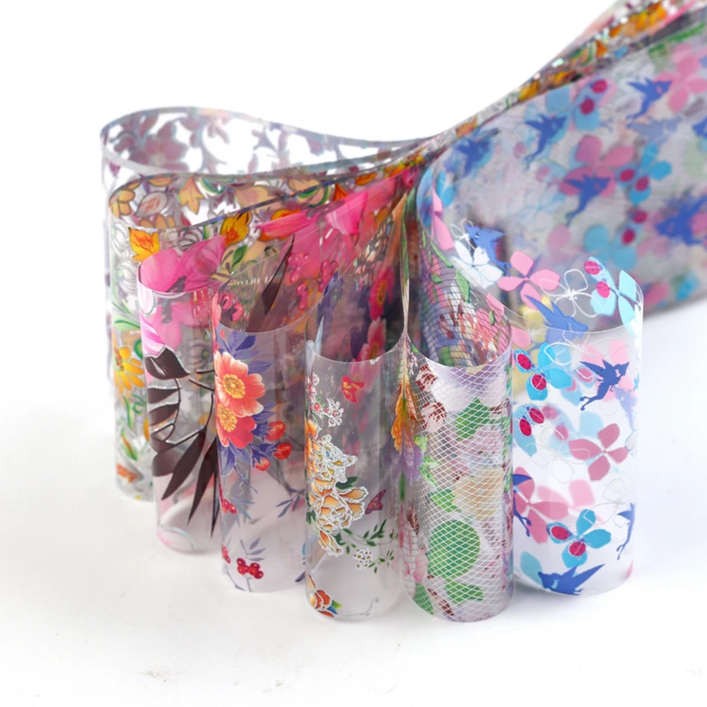 Голографическая переводная наклейка для ногтей 18 шт. смешанный дизайн 4*20