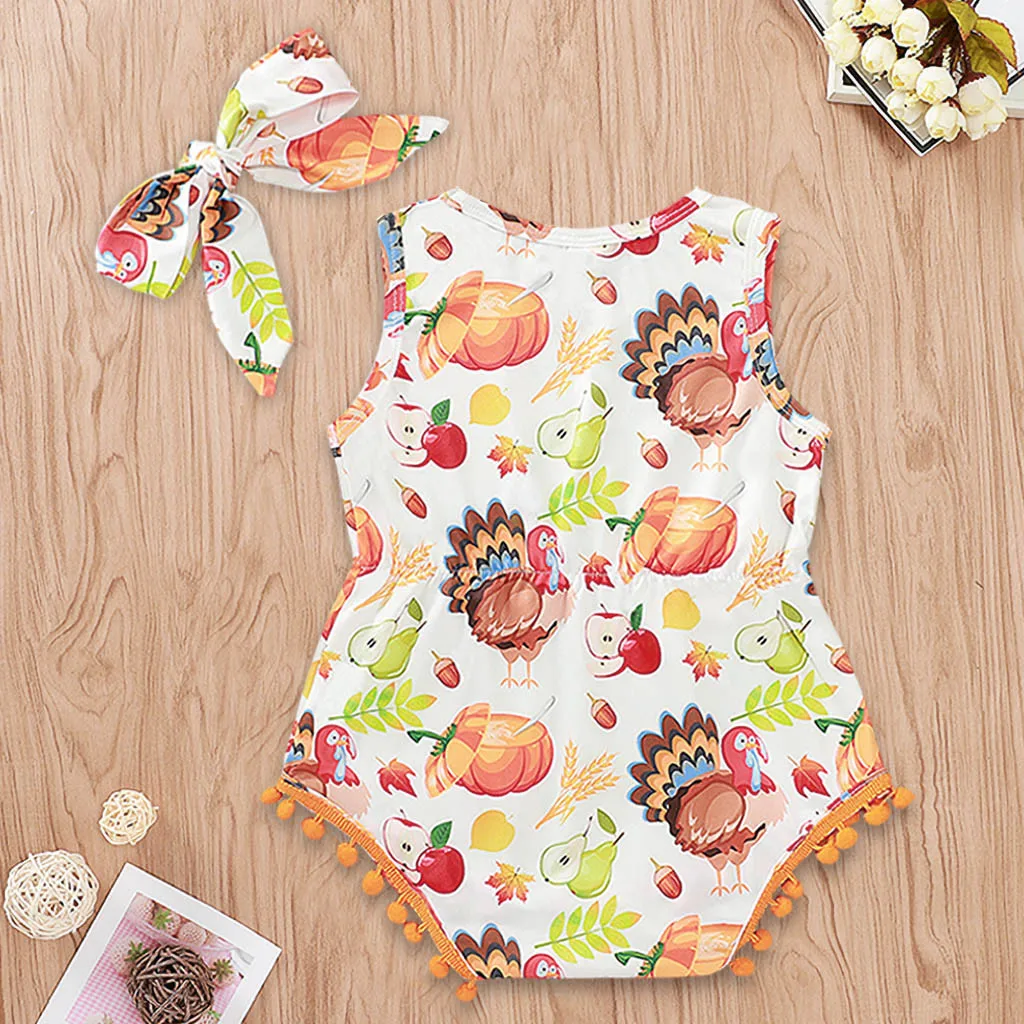 Детское боди с кисточками и принтом тыквы индейки|Комплекты одежды| |