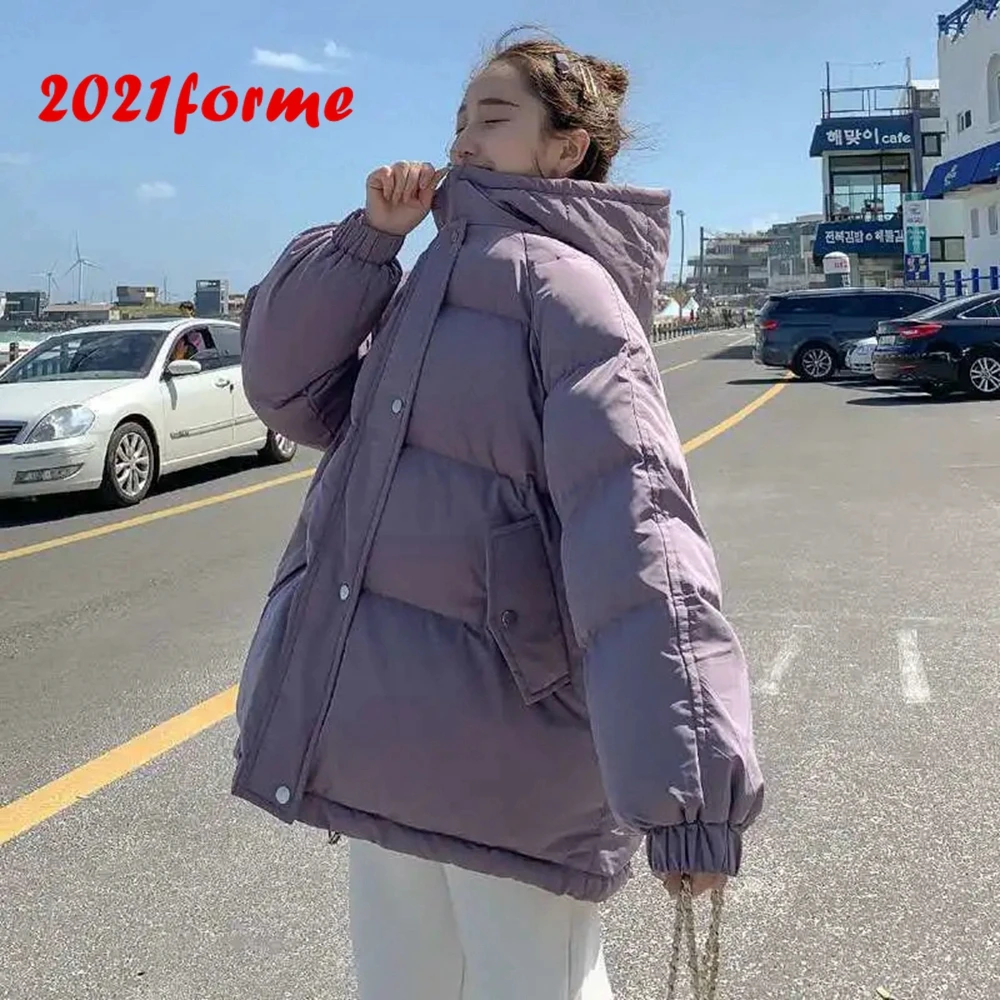 

Oversized Cotton Down Parkas Coats Hooded Solid Pockets Winter Jacket Women Loose Warm Abrigo Mujer 2021 Fashion Overcoat Female