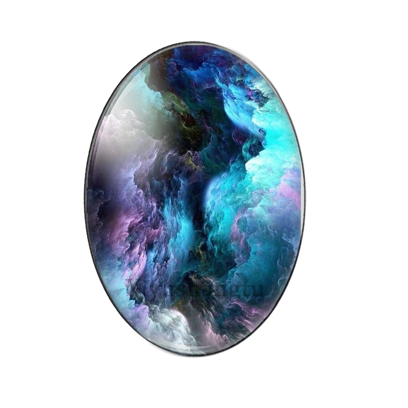 Beautiful starry sky graphics colourful 10pcs mixed 13x18mm/18x25mm/30x40mm Oval photo glass cabochon flat back Making findings | Украшения
