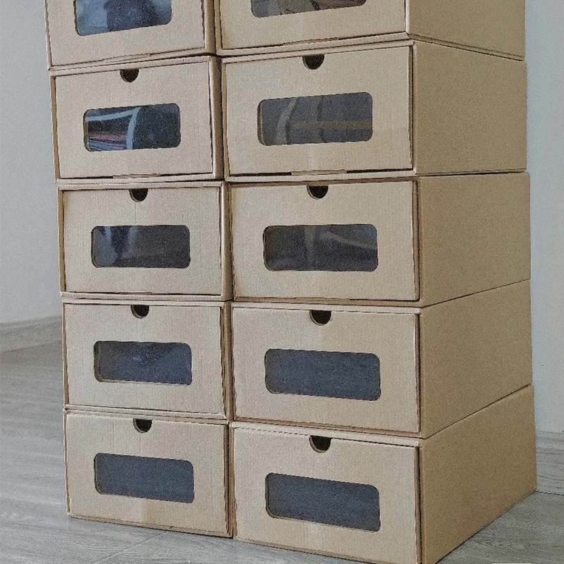 

6pcs Kraft Paper Cutout Large Drawer Gift Box Mall Activities Family Party Wallet belt Sandals Boots Storage Shoes Box