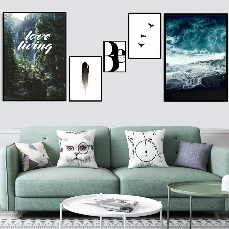 Джунгли птица океан перо художественная стена с цитатой Холст Картина