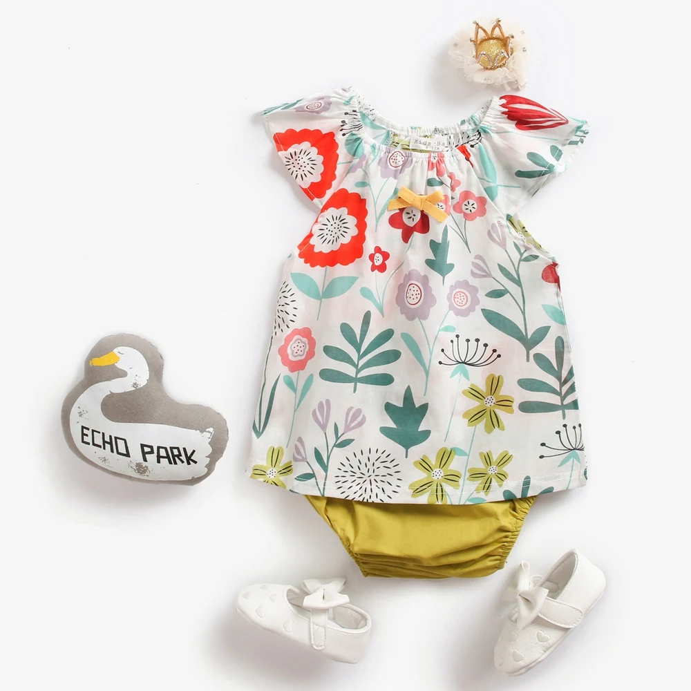 Summer Baby Girls Clothes Sets for Children's Floral Infants Tops + Shorts 2pcs Casual Baby Clothing Suit