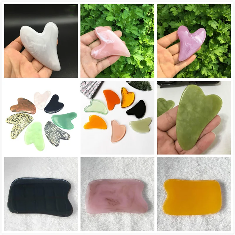 

Natural Jade Scraping Board Facial Massager Traditional Physical Guasha Pressure Therapy Scraper Health Care Body Massage Tool