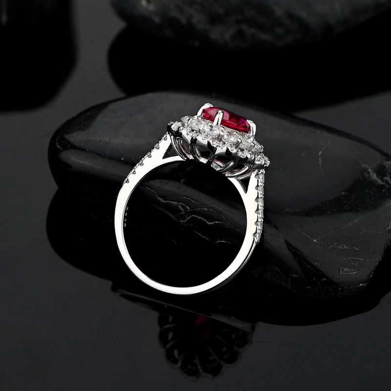 

OEVAS 100% 925 Sterling Silver Oval Ruby Sapphire Wedding Rings For Women Sparkling High Carbon Diamond Fine Jewelry Wholesale
