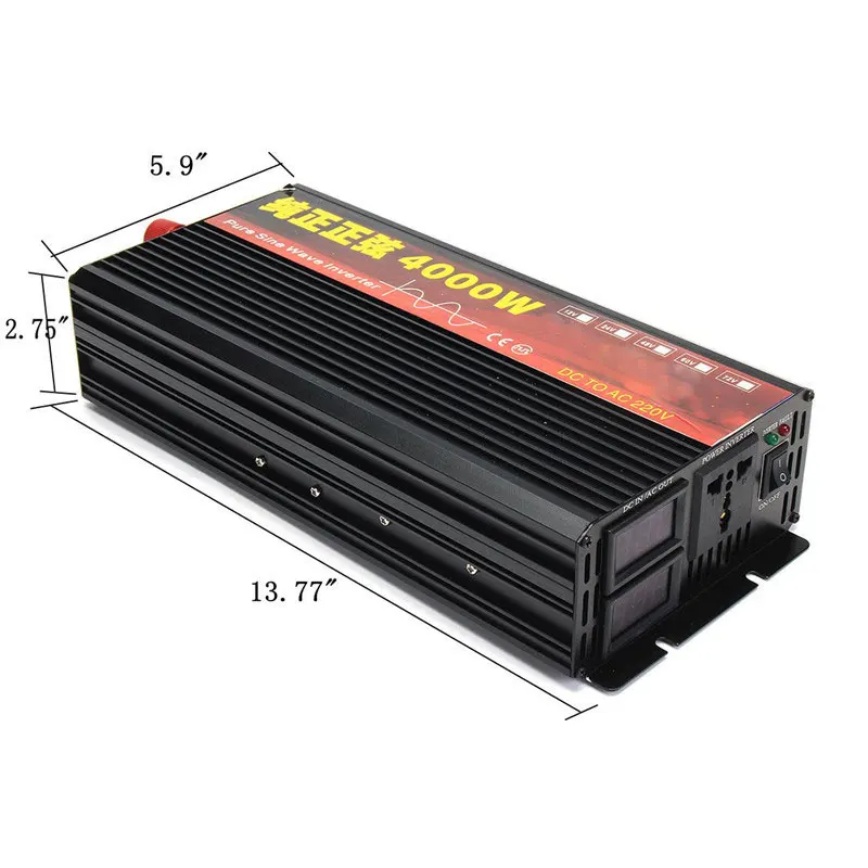 

Car Inverter 12V/24V 220V 3000/4000W Voltage Transformer Pure Sine Wave Power Inverter DC12V to AC 220V Converter