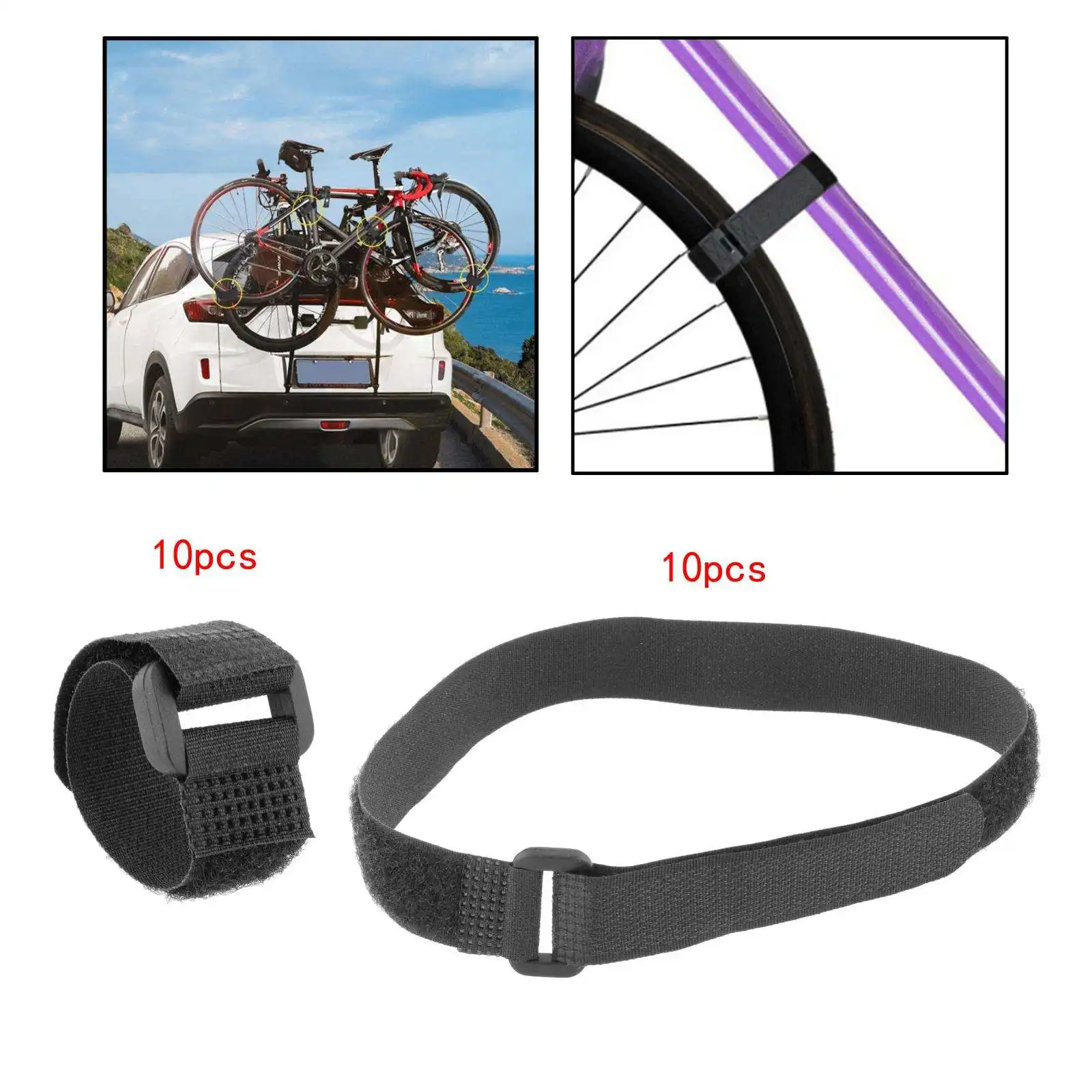

10 Pcs Adjustable Rack Handlebar Strap Reusable Mountain Bicycle Wheel Stabilizer Straps Road Bike Accessories