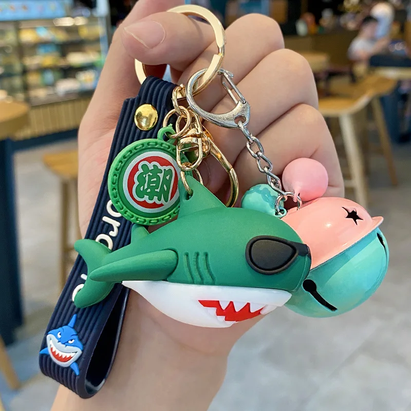 

Cartoon Shark Creative Silicone Keychains Student Backpack Pendant Car Fashion Seat Keyring Birthday Gift Friend Keychain