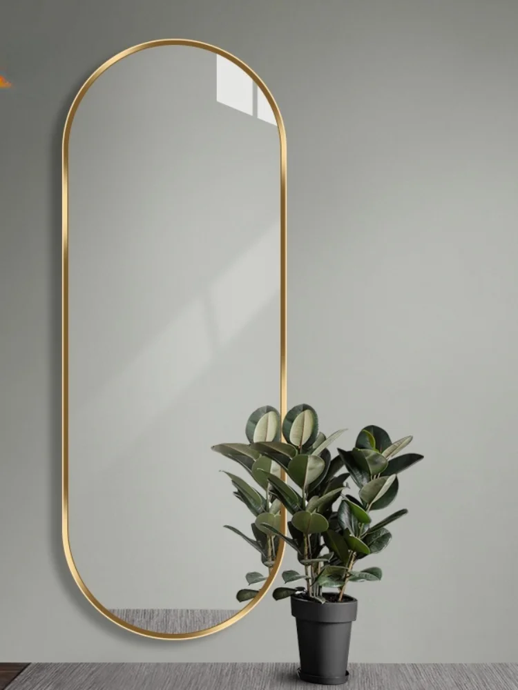 

Full length mirror aluminum alloy frame oval full length mirror wall mounted explosion proof cloakroom decorative mirrorCD