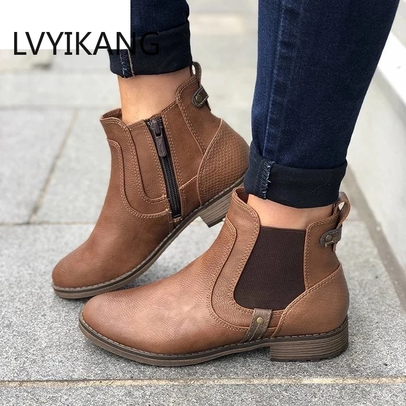 Новинка 2019 женские ботинки осенне-зимние классические Ботильоны на молнии для