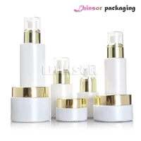 5pcslot simple style pearl white glass spray lotion empty bottles cream jars containers for cosmetics