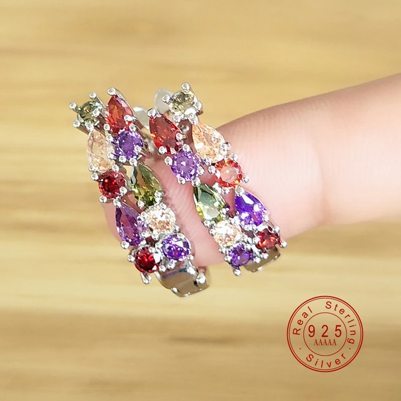 Оптовая продажа роскошные серьги гвоздики серебряного цвета яркие с цирконием 3