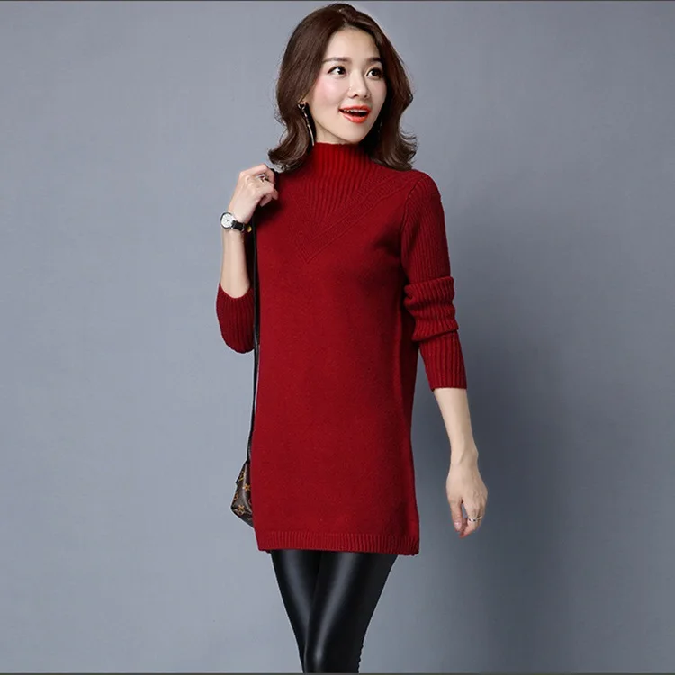 Зимний вязаный толстый свитер для женщин водолазка с длинным рукавом пуловеры
