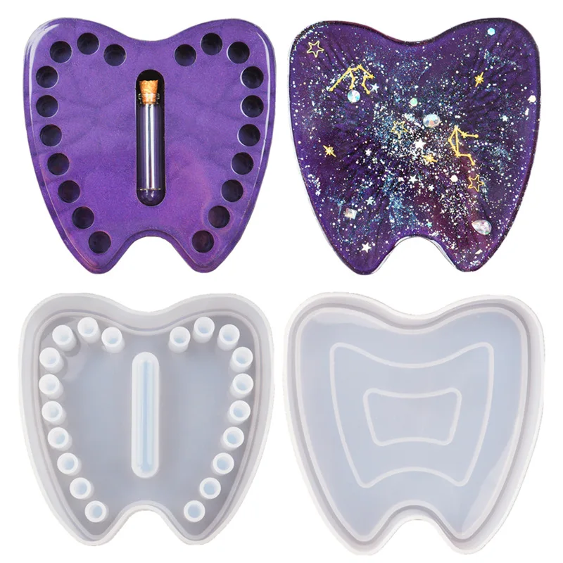 

DIY Crystal Epoxy Resin Mold Deciduous Teeth Lanugo Memorial Box Storage Box Mirror Silicone Mold For Resin