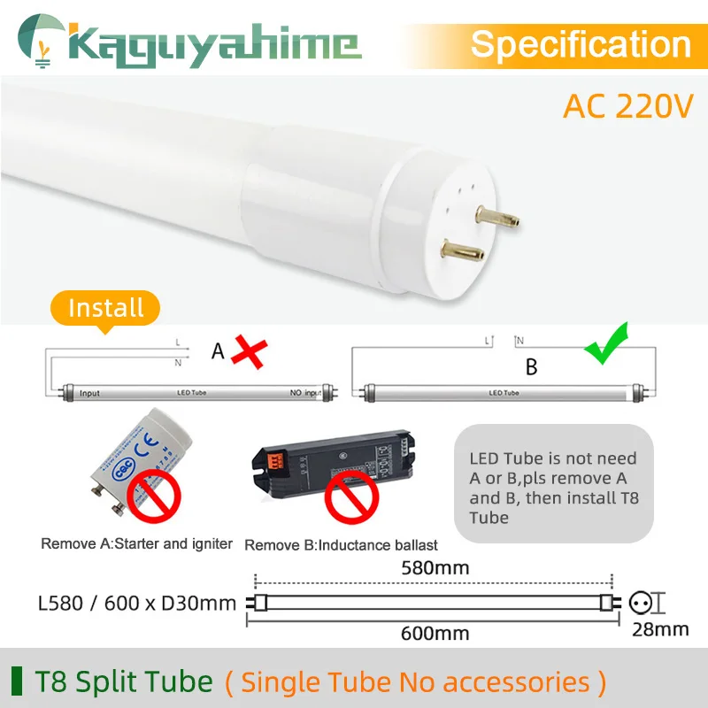 =(K)= LED Tube T8 T5 Light 60cm 10w RGB Colorful AC 220v High Bright 300mm 600mm Lamp Integrated Driver Fluorescent | Лампы и