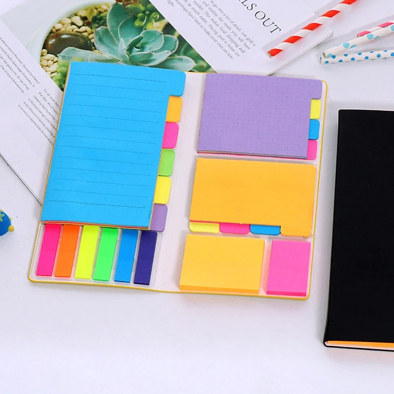 

Portable Sticky Notes Set Self-Stick Notes Pads Assorted Colors Fluorescent Paper School/Office Supplies 402 Sheets