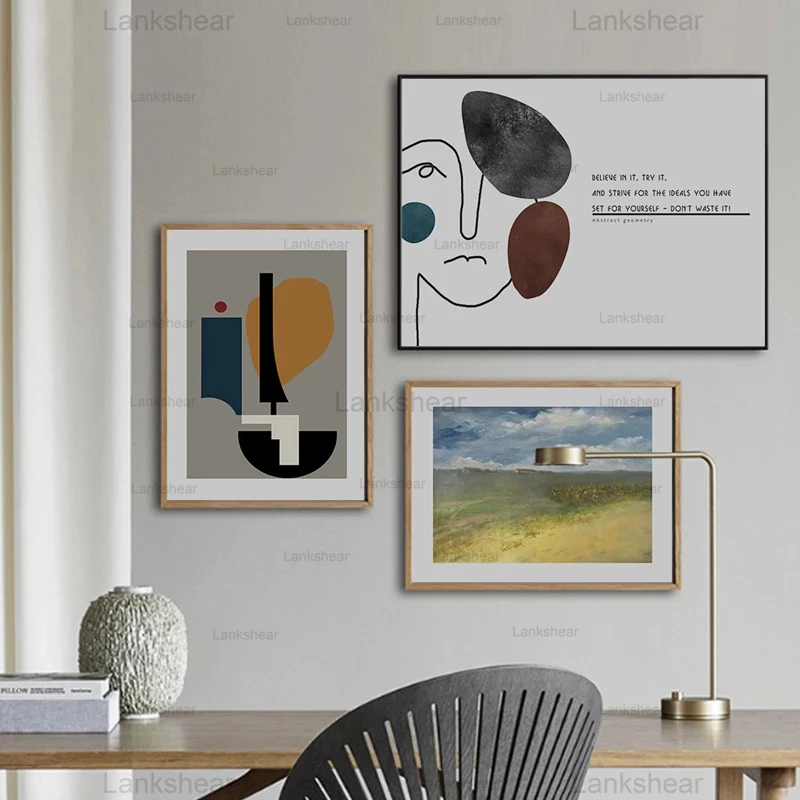 Абстрактный геометрический постер с изображением пейзажа - Цена: 