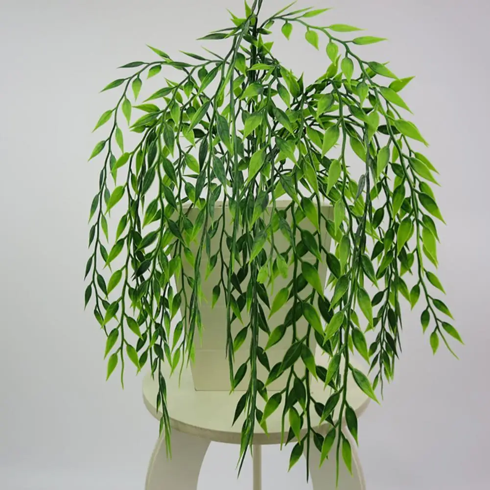 

1 Bouquet Artificial Green Plant Plastic Wicker Home Office Wall Hanging Decor