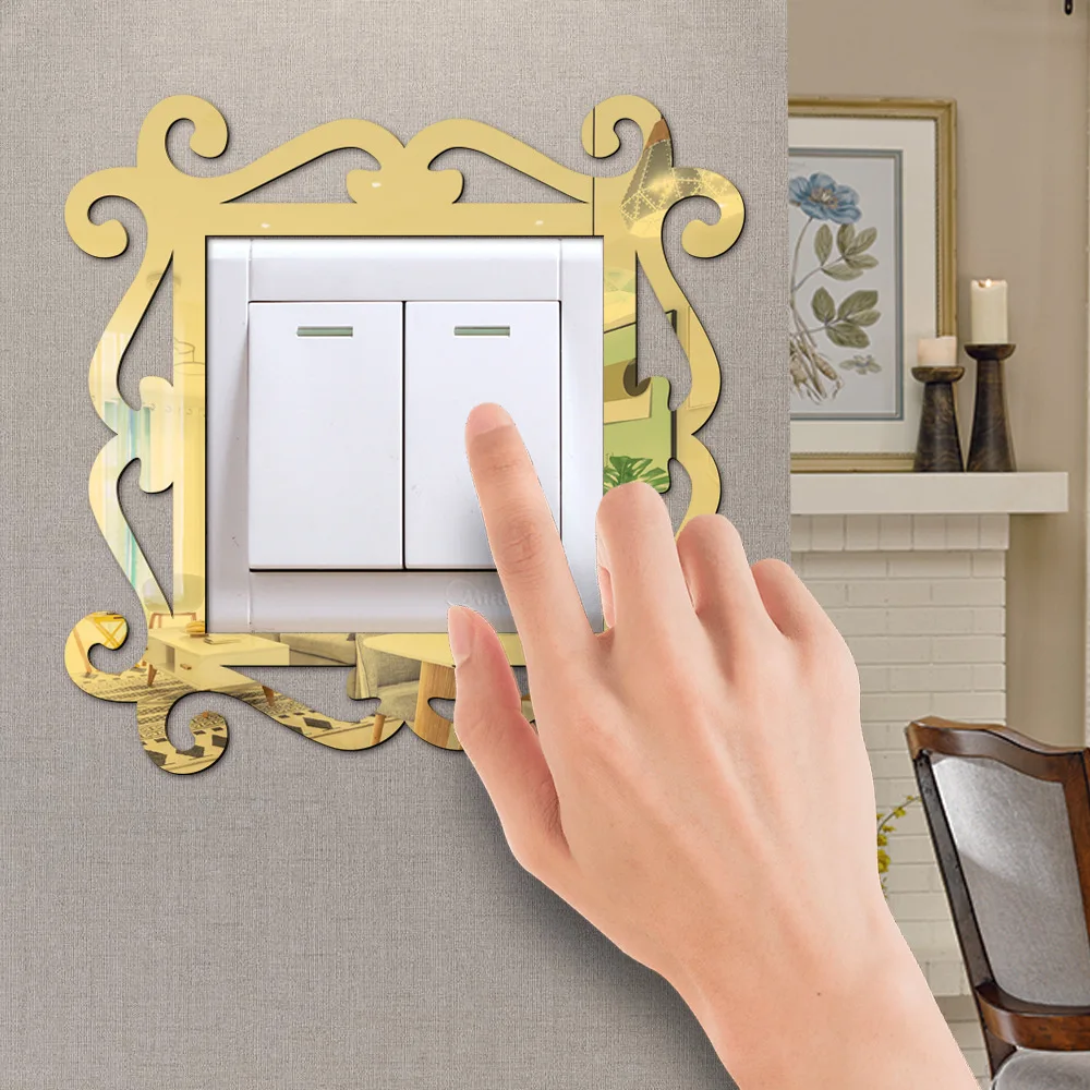 

Зеркальный акриловый защитный чехол для украшения квартиры, рамка для питания, роза, золото