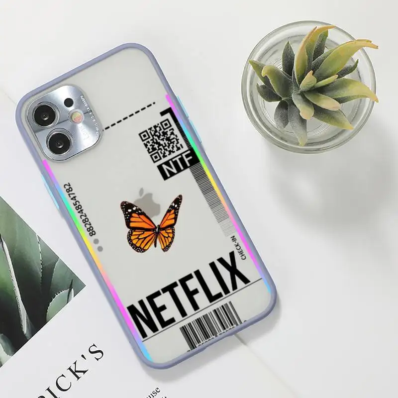 

World Country Label Air Tickets butterfly Phone Case For iPhone 12 11 Mini Pro XR XS Max 7 8 Plus X Matte transparent Gray Cover