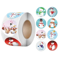 500pcs new roll pack sticker christmas holiday kids gift decoration 1 inch snowman designs home merry christmas navidad decor