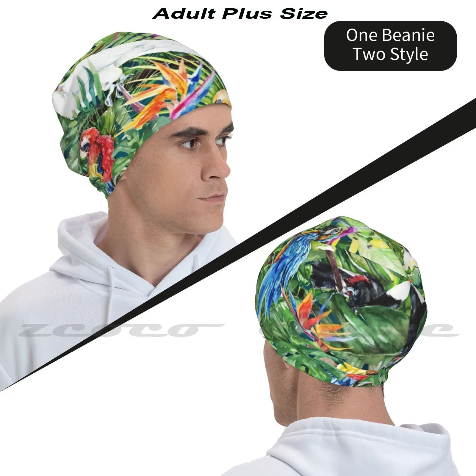 Трикотажные головные уборы с персонализированным рисунком птицы в раю