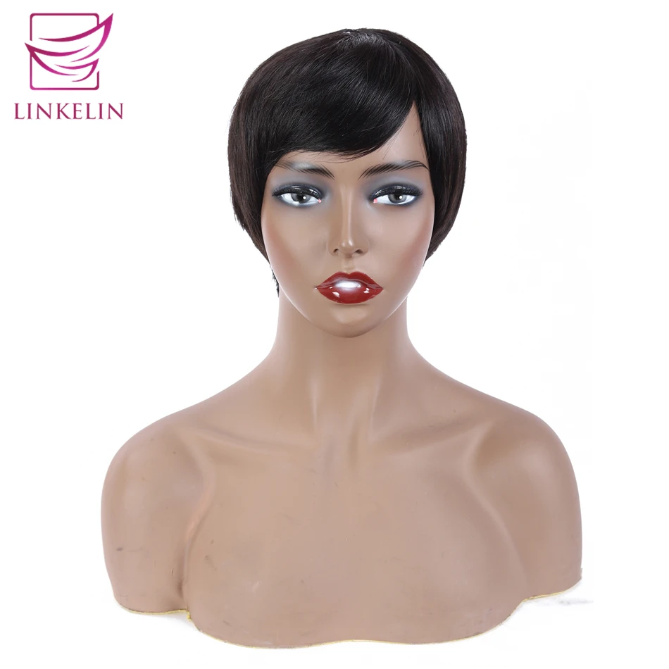 

LINKELIN HAIR короткие парики из человеческих волос Non-Remy бразильские прямые человеческие волосы для женщин 100% машинная работа без запаха волос