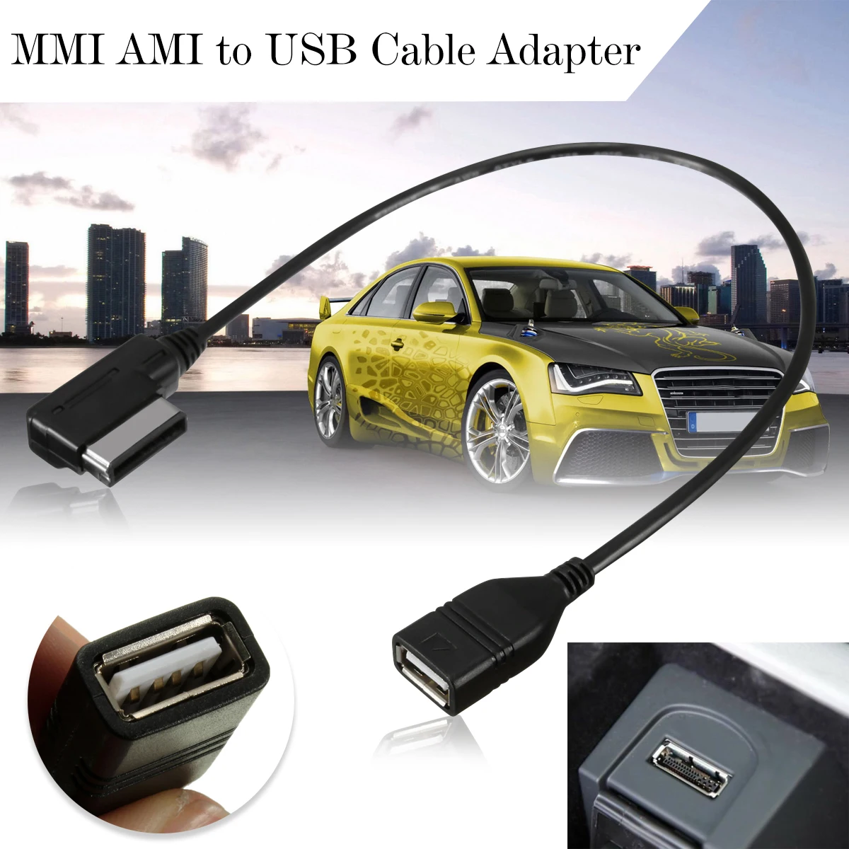 

MDI MMI AMI AUX to USB Female Audio AUX Adapter Cable Wire For AUDI A3/A4/A5/A6/Q5 VW Tiguan GTI CC Magotan