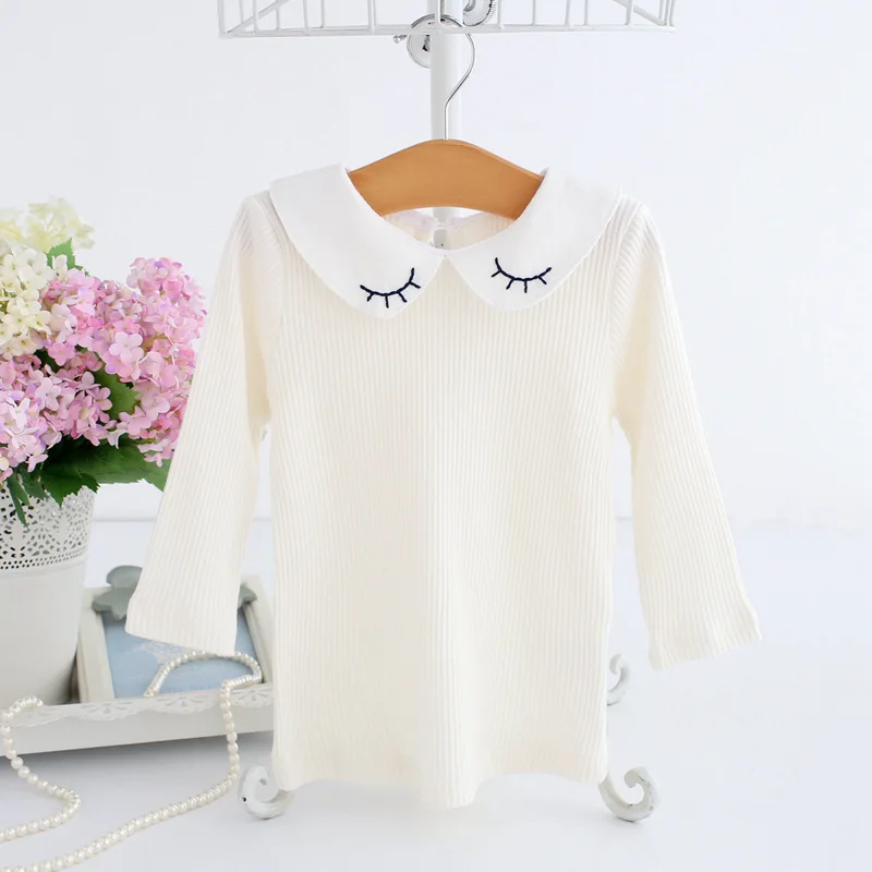 Рубашка принцессы для маленьких девочек с круглым отложным воротником топы