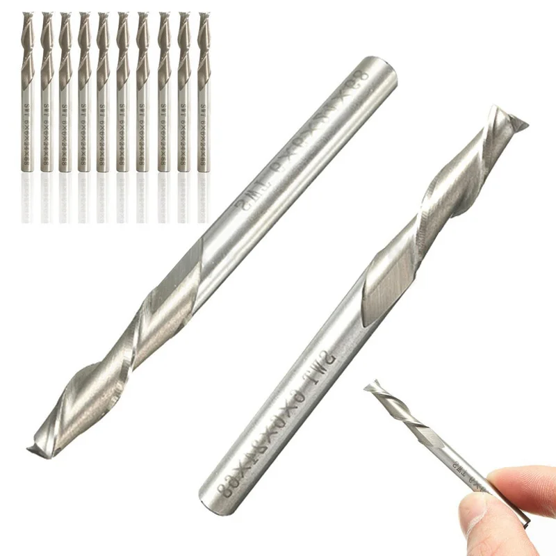

6mm HSS CNC Double 2 Flute Spiral End Mill Cutter Spiral Drill Bit 5PCS