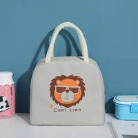 1piece cartoon animal pattern oxford fabric insulated tote thermal outdoor picnic travel student school lunch bag supply 23x19cm