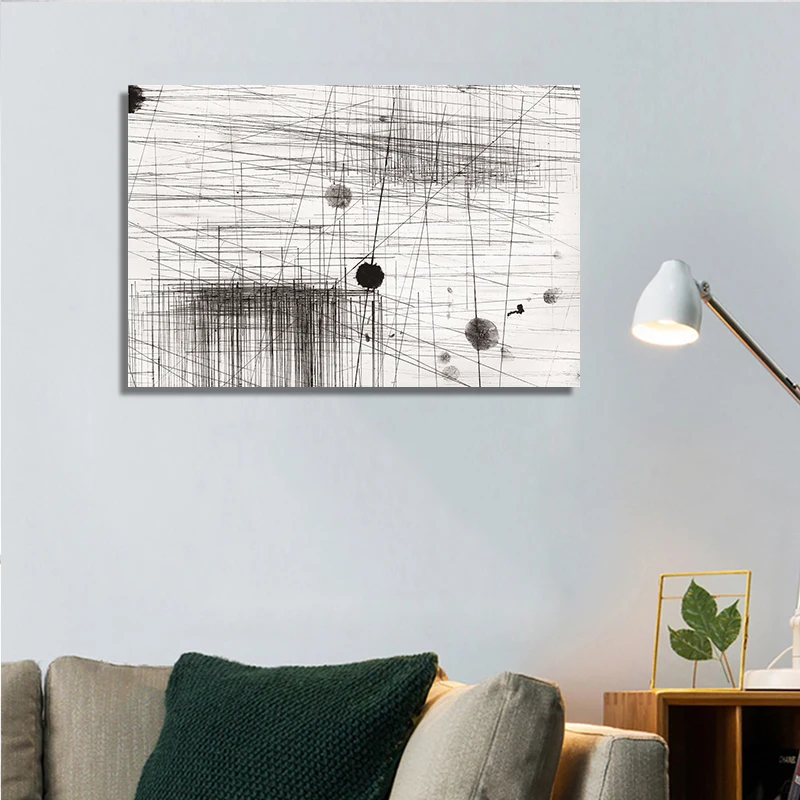 Минималистичная абстрактная черная линия отражение искусственная картина