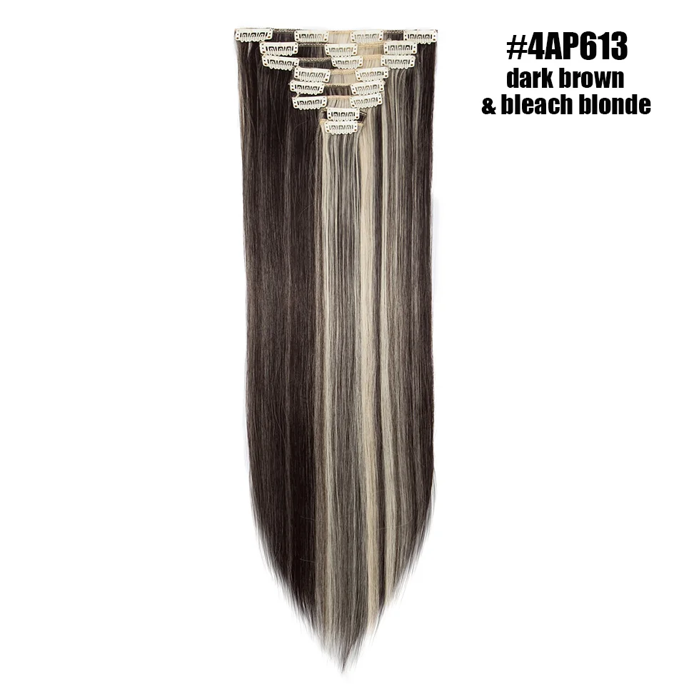 4AP613 S-noilite 2" 8 шт./компл. шелковистые прямые волосы Наращивание волос Синтетические наращивание натуральных волос для Для женщин длинные натуральные волосы на заколках для наращивания, волосы на заколках - Цвет: 4AP613