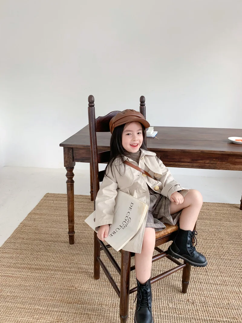 

Children Windbreaker Coat 2020 Autumn New Girls Long Sleeve Loose Fashion Jacket Toddler Baby Stylish Long Length Coat Clothes