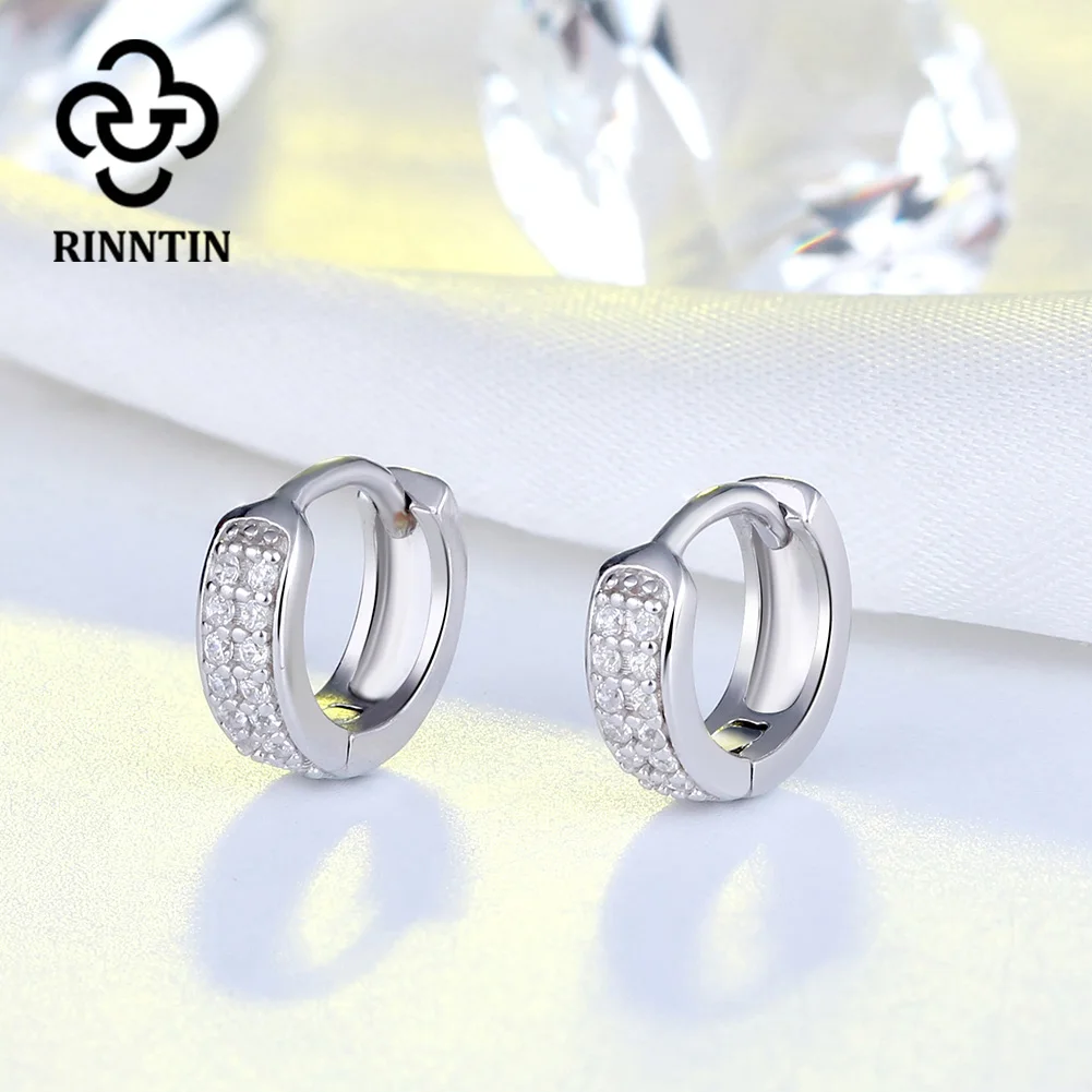 Женские серьги-кольца из серебра 925 пробы с фианитом | Украшения и аксессуары