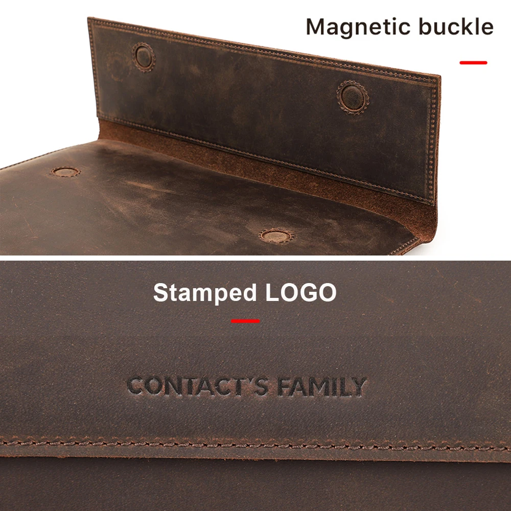

CONTACTS FAMILY Laptop Sleeve Bag Case for MacBook Pro 13.3 inch Genuine Leather Notebook Laptop Carry Sleeve for Macbook Air 13