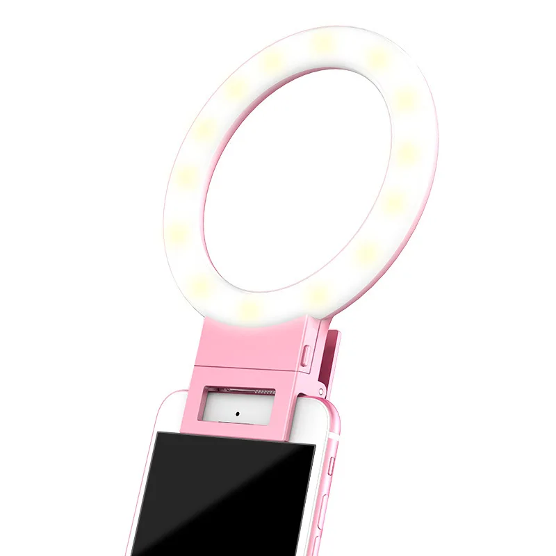 Pink USB Charging LED Self-timer Ring Light for Phone Mobile Supplement Lighting Night Dark Enhanced Fill | Мобильные телефоны и
