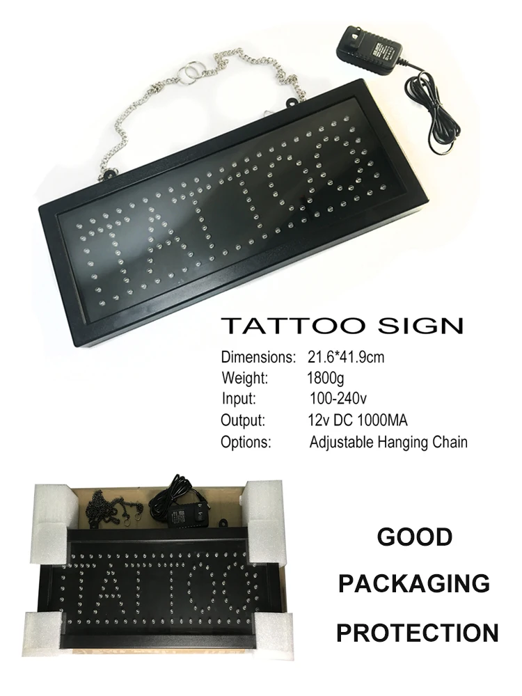 Светодиодная вывеска для татуировок неоновый внешний вид светодиодный