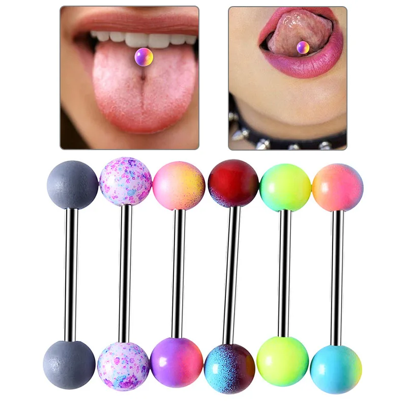 

6 шт./лот, ювелирное изделие для тела, горящие шарик из нержавеющей стали штанга язычка кольца пирсинг шар со штангой пирсинг