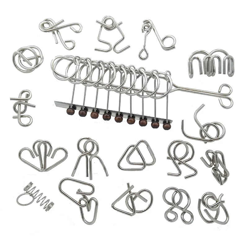 

18PCS/LOT Nine Rings Metal Puzzle Toys Classic IQ 3D Metal Magic Interlocking Burr Puzzles Mind Brain Teaser Game Toy