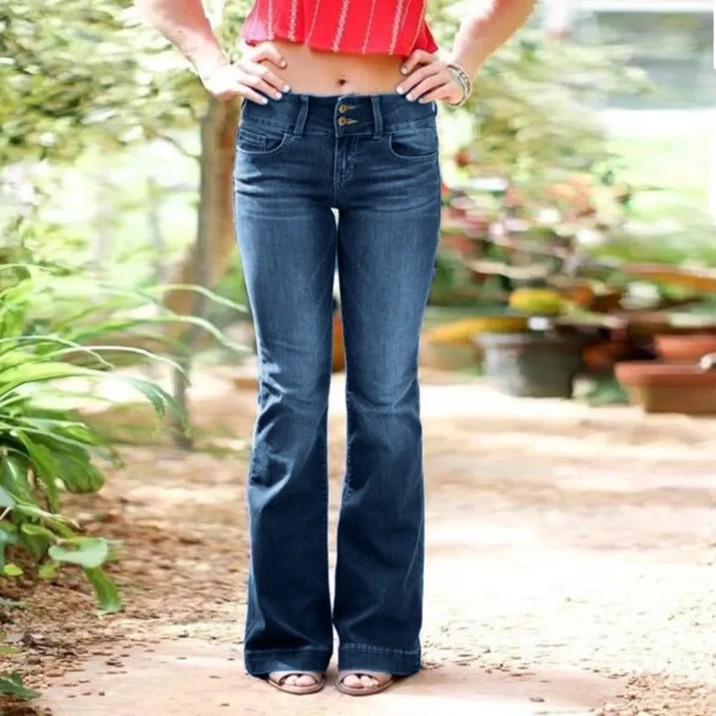 Женские модные джинсовые брюки-клеш в стиле ретро рваные джинсы с широкими