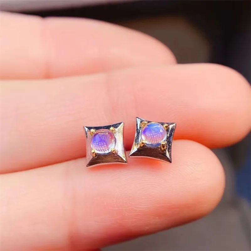 Натуральные серьги из лунного камня голубой лунный камень S925 серебряные шпильки