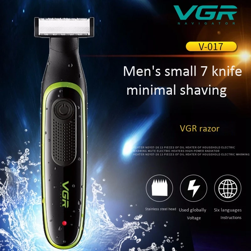 Vgr V-017 электробритва USB портотивная Зарядка для бритвы маленький T Нож для мужчин и женщин 10 Вт Водонепроницаемый триммер для бритья волос с ручным управлением