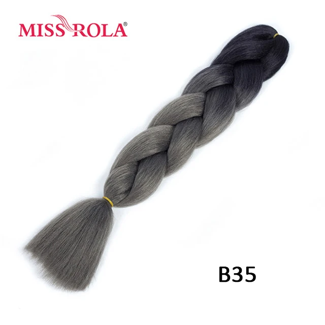Miss Rola, большие синтетические косы, волосы, 100 г, 24 дюйма, высокотемпературное волокно, Джамбо, волосы для наращивания, Омбре, вязанные крючком, косички - Цвет: B35