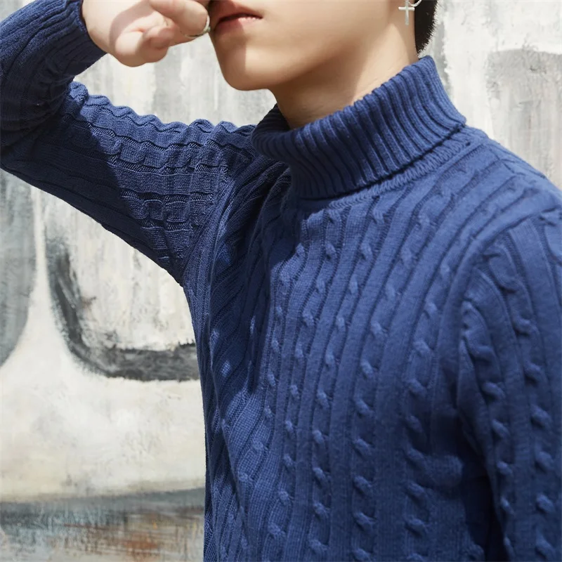 

Свитер мужской кашемировый, с высоким воротником, теплый, приталенный, зима 2020