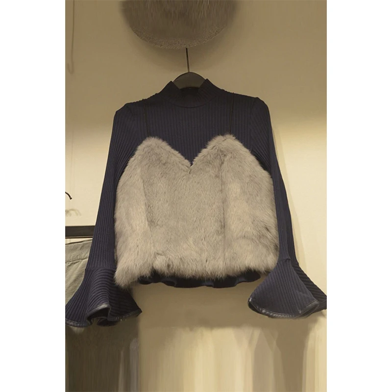 Вязаный пуловер с рукавами-фонариками и плюшевая кофта - купить по выгодной цене |