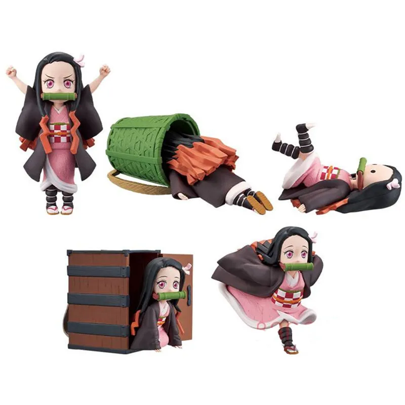 

5pcs Anime Figure Demon Slayer Kimetsu No Yaiba WCF Kamado Nezuko Cute Toys for Kids Collectible Model PVC Doll